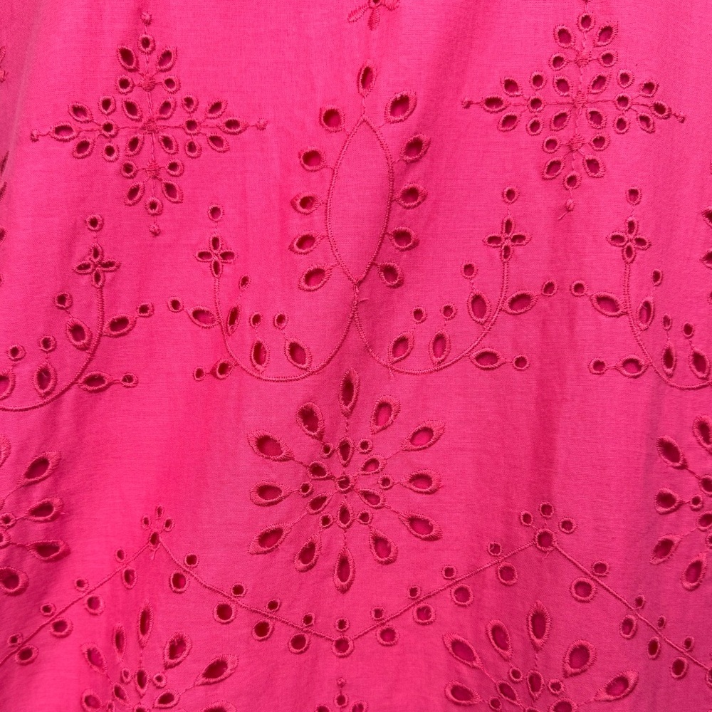 Talbots Embroidered Scallop Hem Eyelet Short Sleeve Shift Dress Pink 10 Petite - Picture 8 of 12